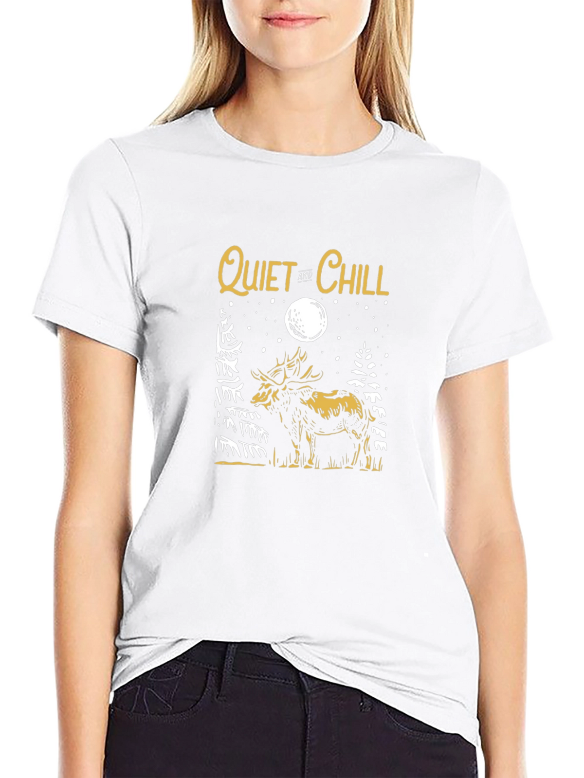 Quiet & Chill Moose Graphic Tee - Black