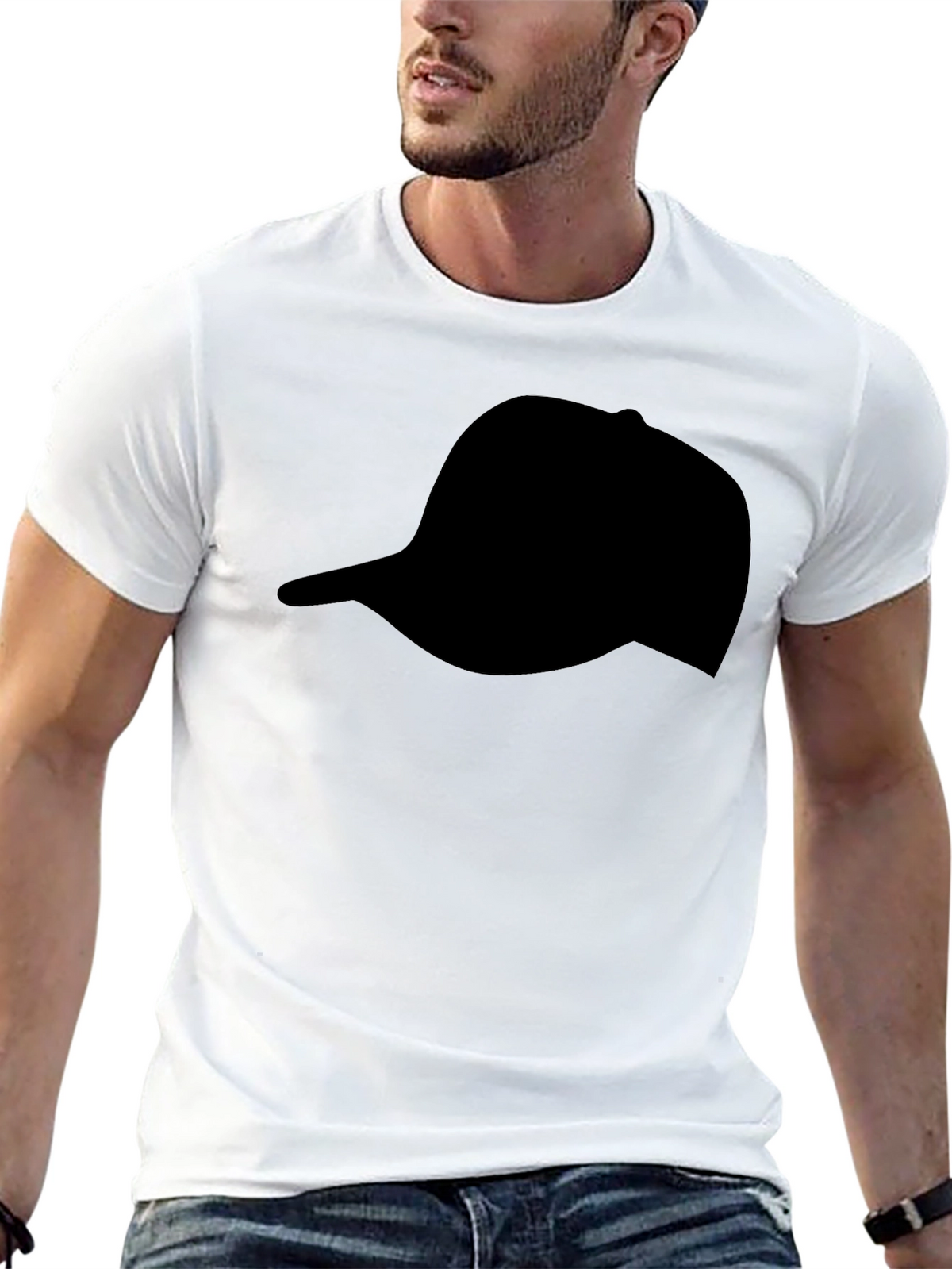 Black Hat Silhouette T-Shirt | Casual Graphic Tee