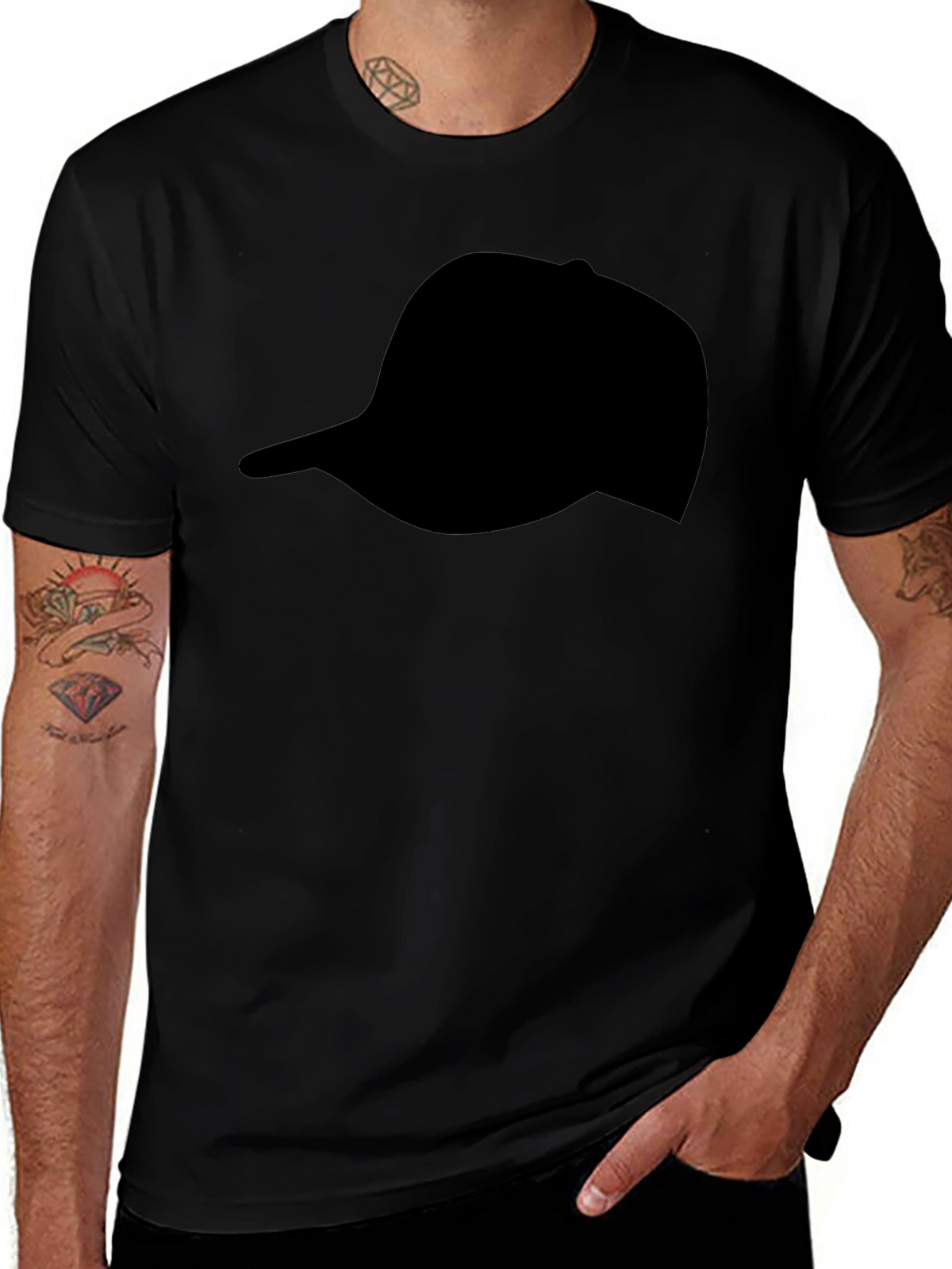 Black Hat Silhouette T-Shirt | Casual Graphic Tee