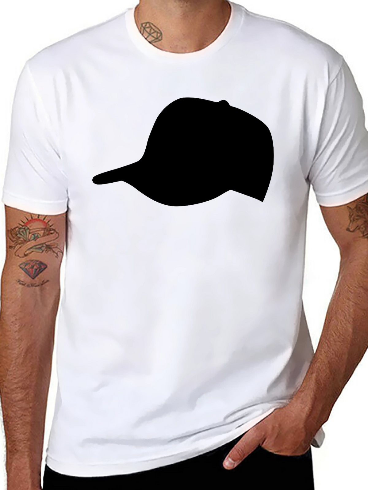 Black Hat Silhouette T-Shirt | Casual Graphic Tee