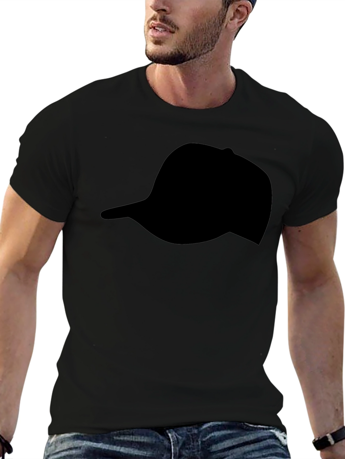 Black Hat Silhouette T-Shirt | Casual Graphic Tee
