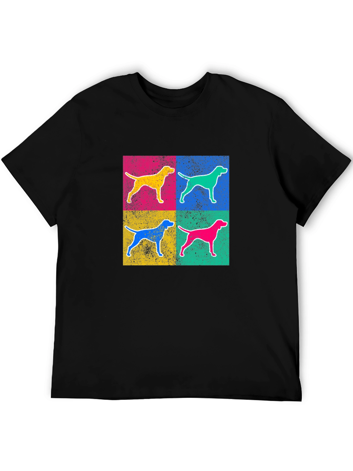 Pop Art Dog Graphic Tee - Black Short Sleeve