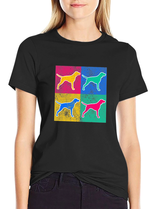 Pop Art Dog Graphic Tee - Black Short Sleeve
