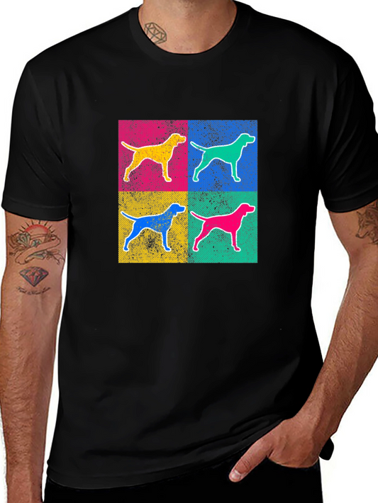 Pop Art Dog Graphic Tee - Black Short Sleeve