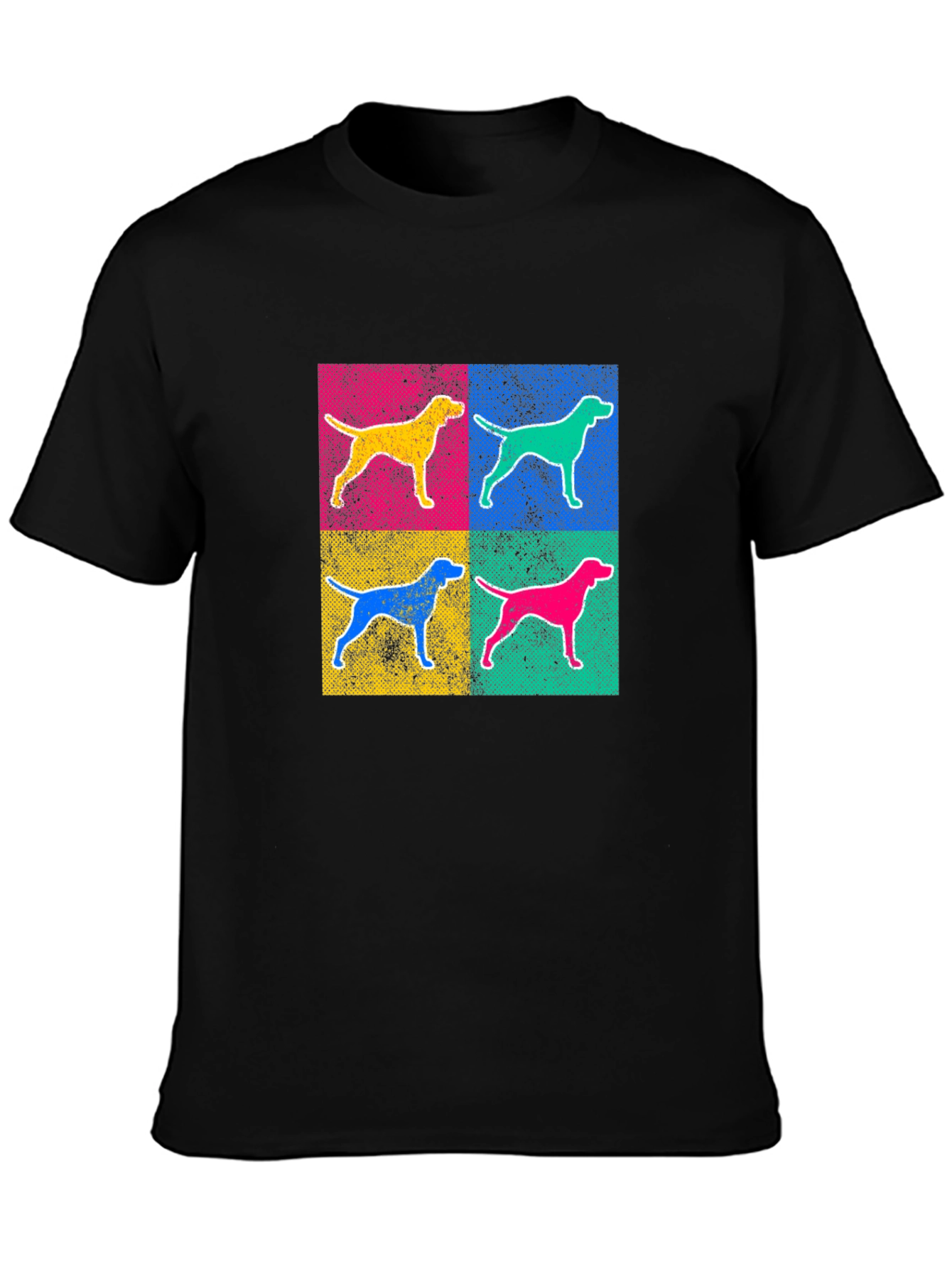 Pop Art Dog Graphic Tee - Black Short Sleeve