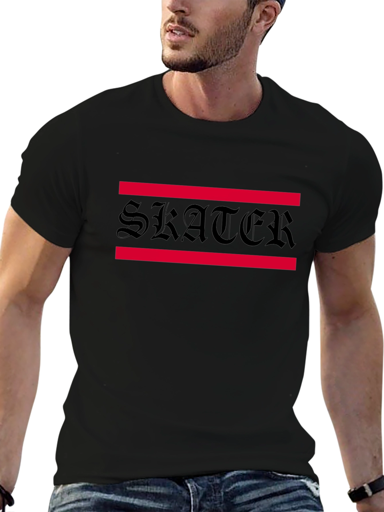 Skater Graphic Tee - Black Cotton Blend