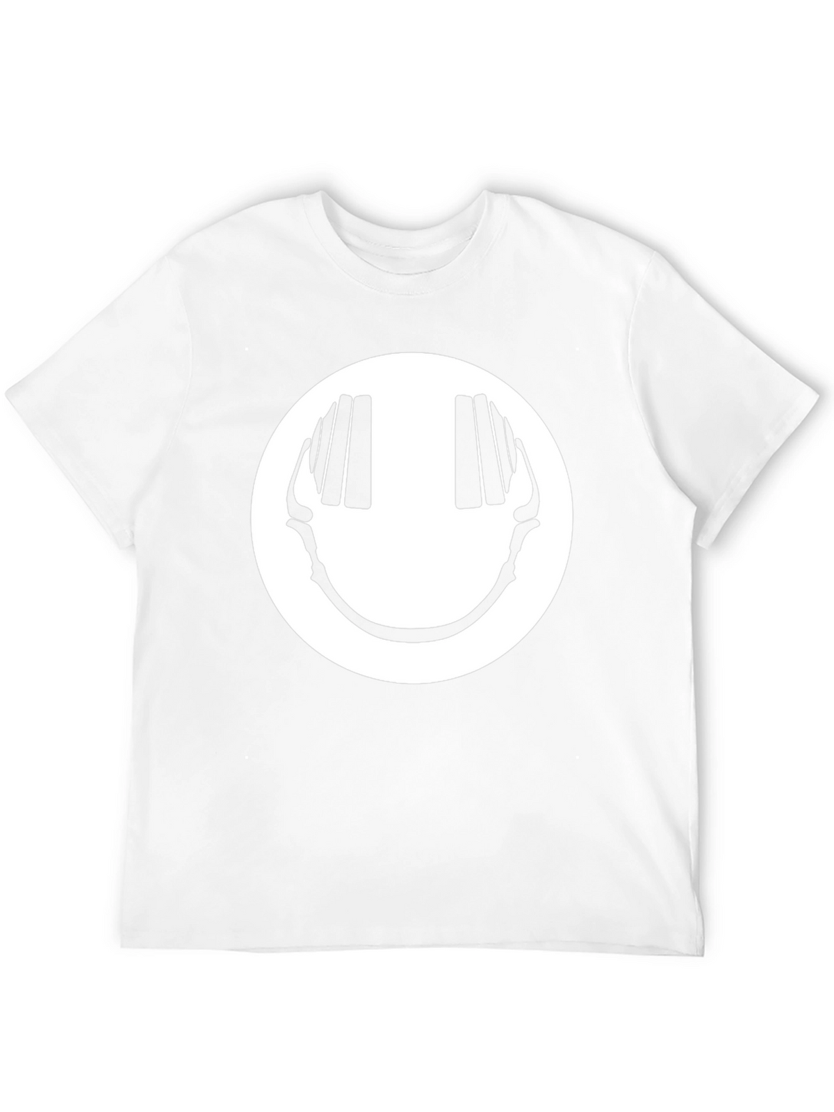 Smiley Face Headphones Graphic Tee - Black