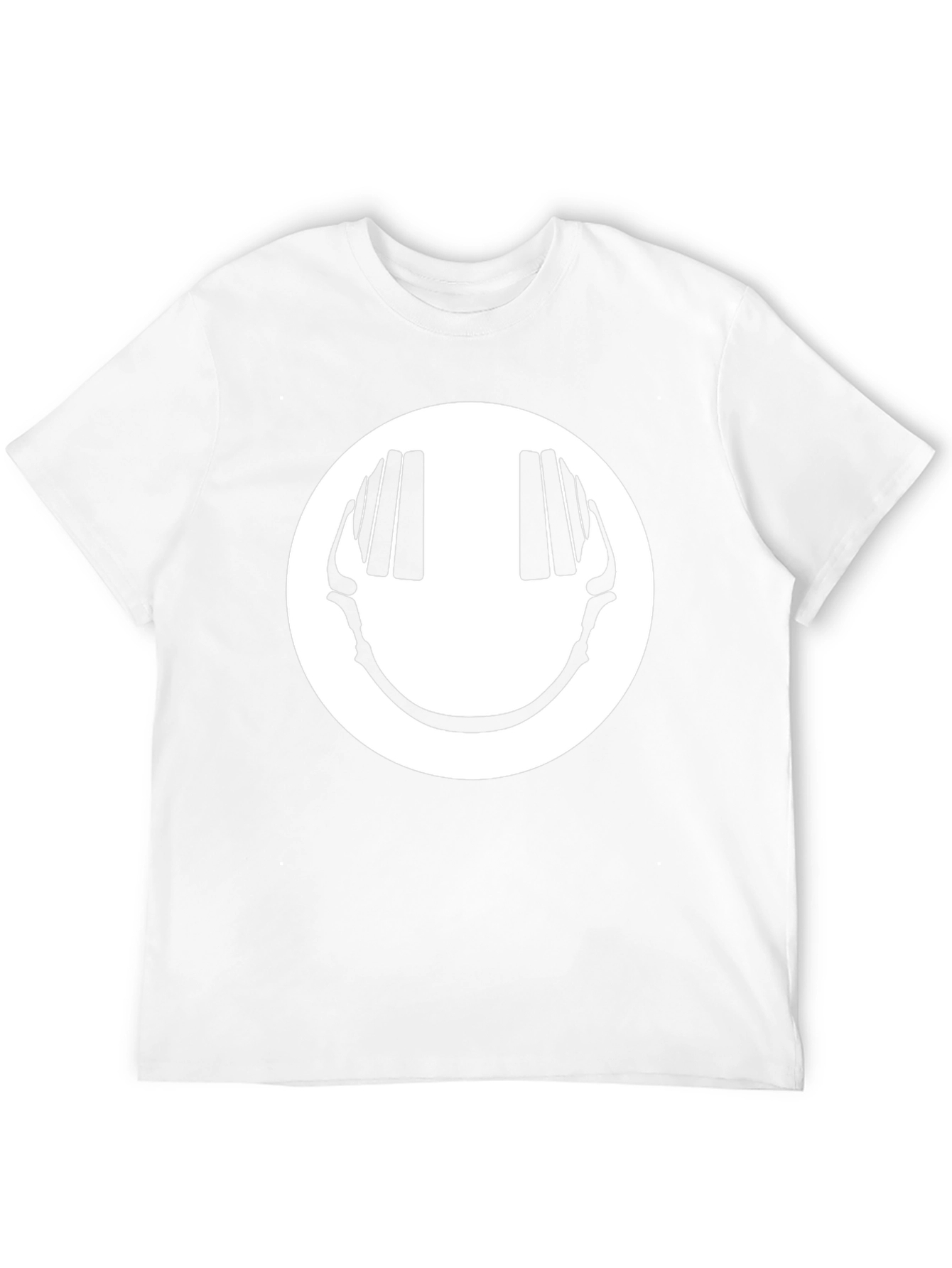 Smiley Face Headphones Graphic Tee - Black