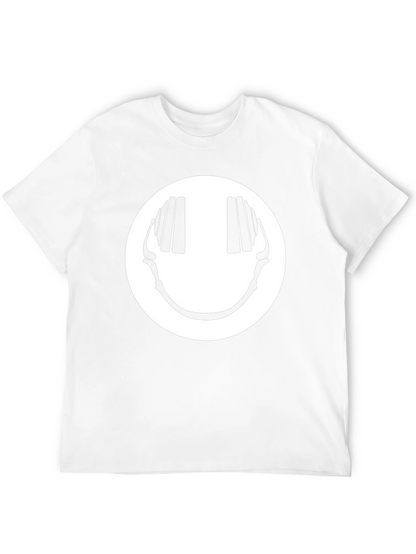 Smiley Face Headphones Graphic Tee - Black