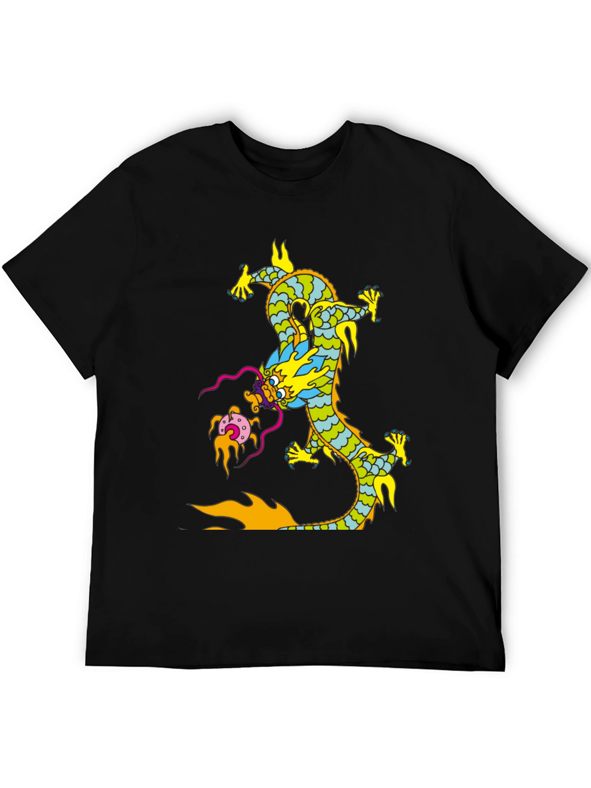 Dragon Graphic Print Black T-Shirt