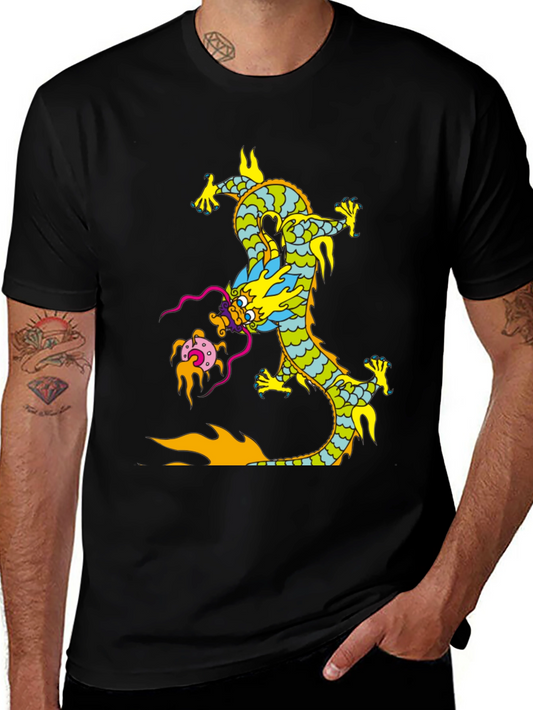 Dragon Graphic Print Black T-Shirt