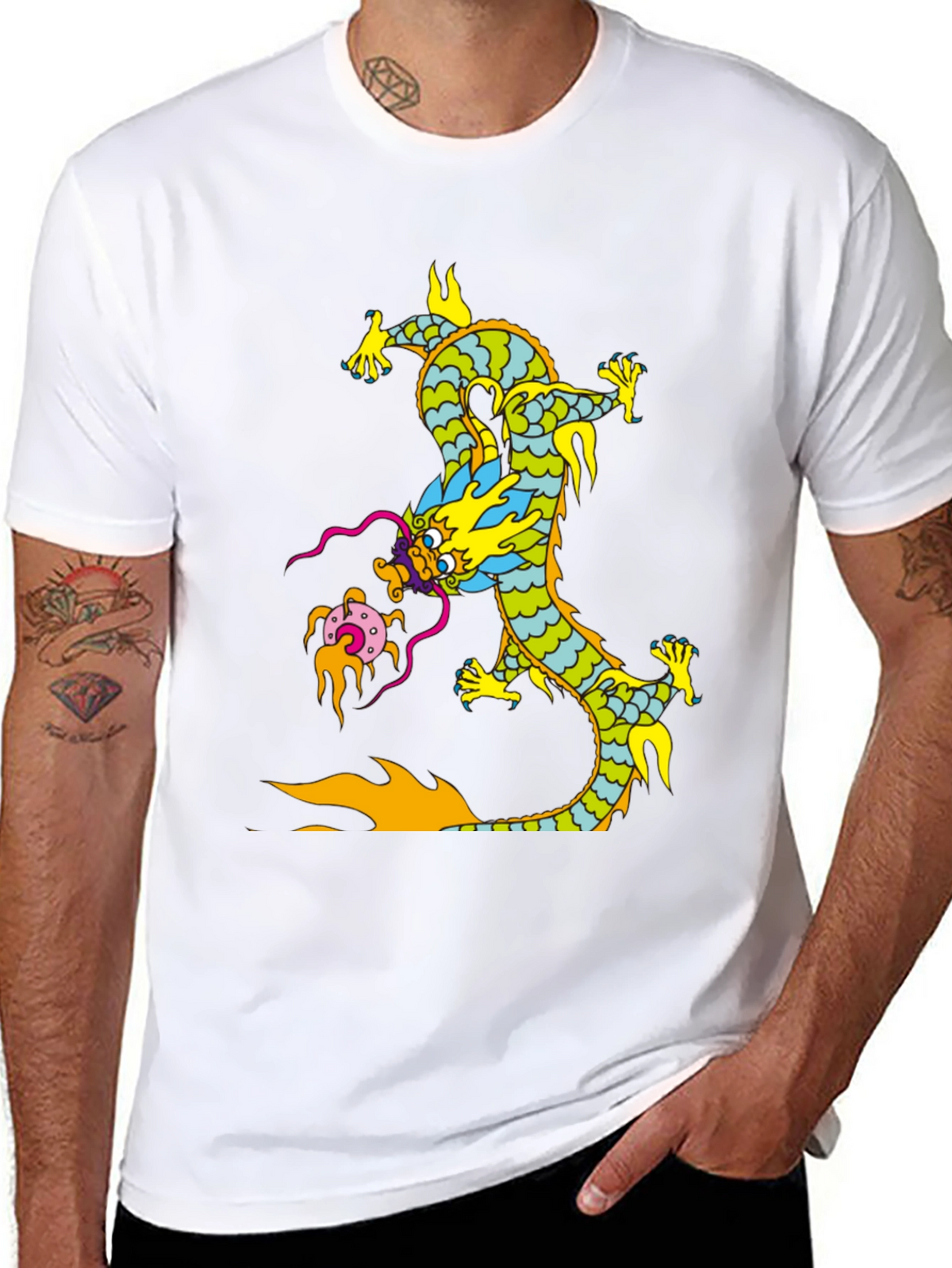 Dragon Graphic Print Black T-Shirt
