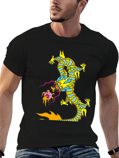 Dragon Graphic Print Black T-Shirt