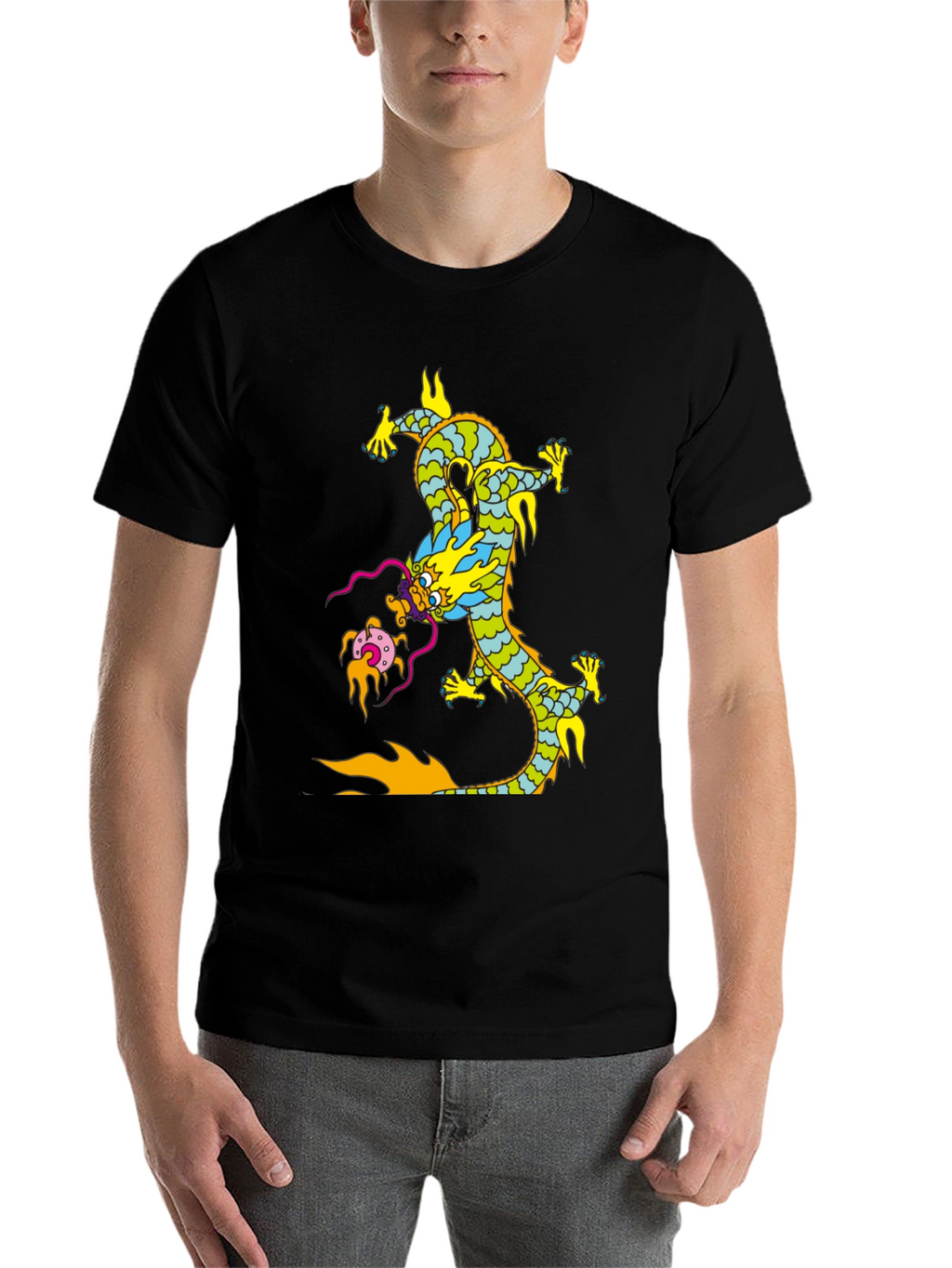 Dragon Graphic Print Black T-Shirt