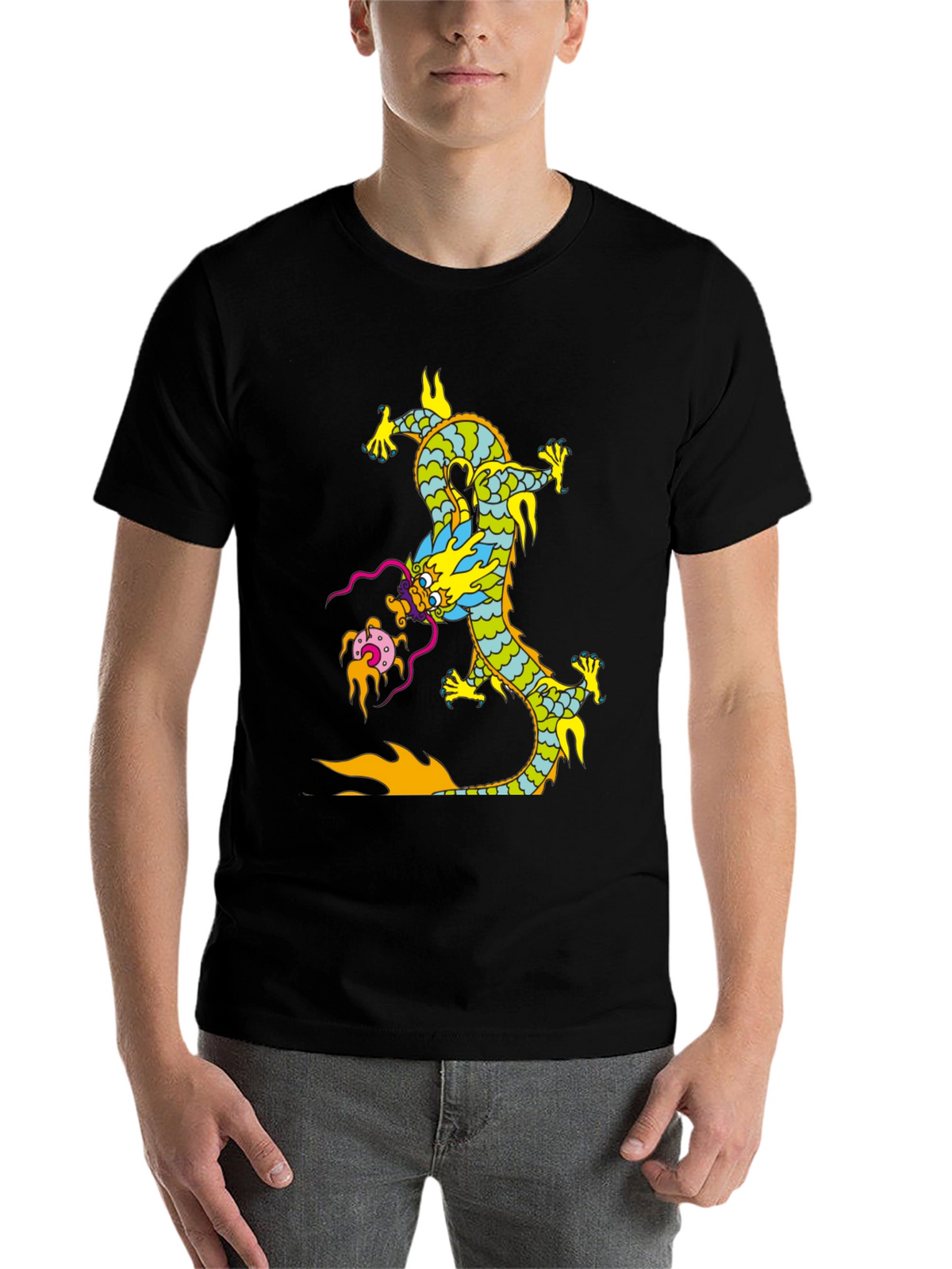 Dragon Graphic Print Black T-Shirt