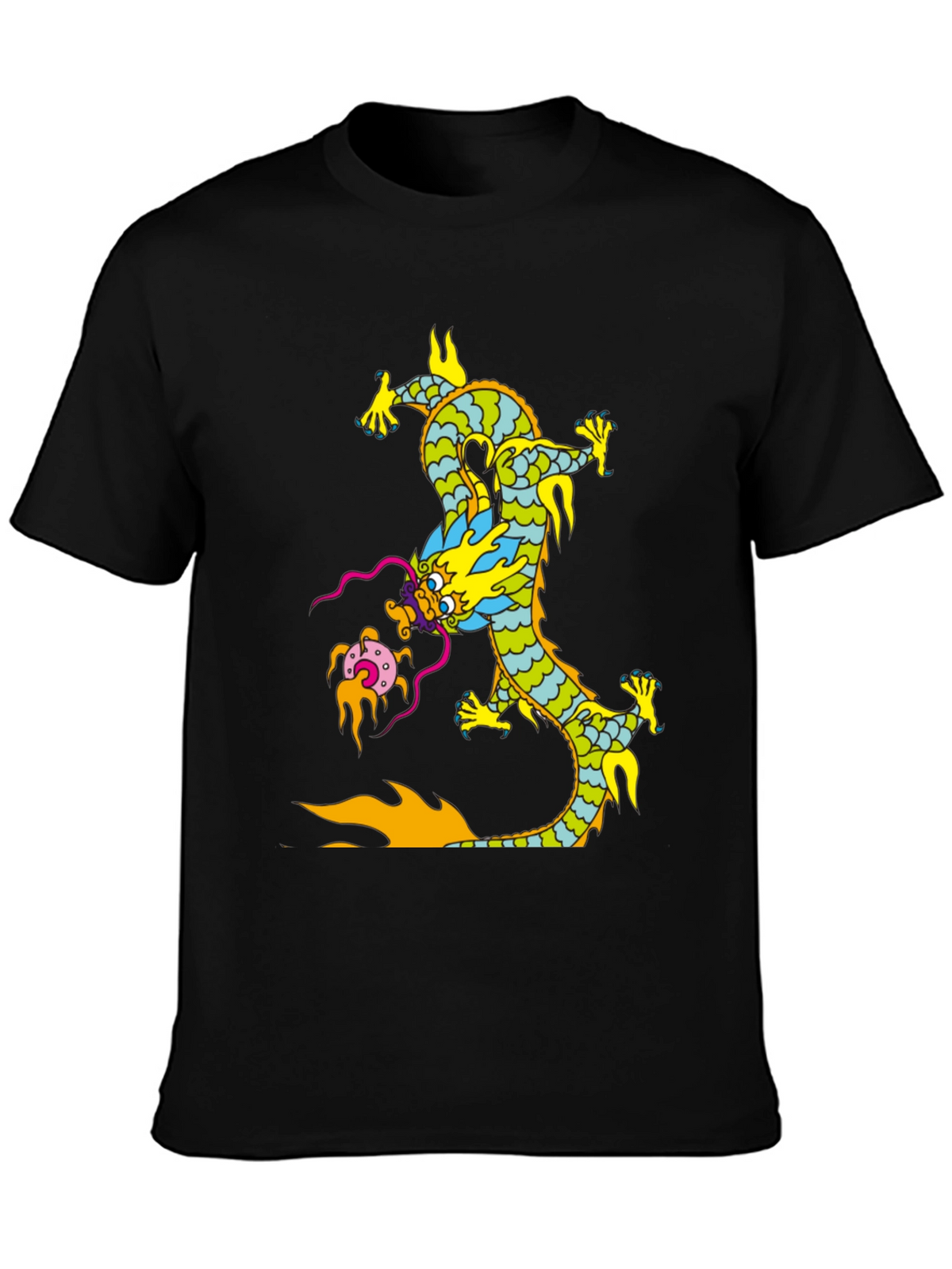 Dragon Graphic Print Black T-Shirt