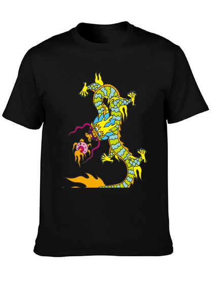 Dragon Graphic Print Black T-Shirt