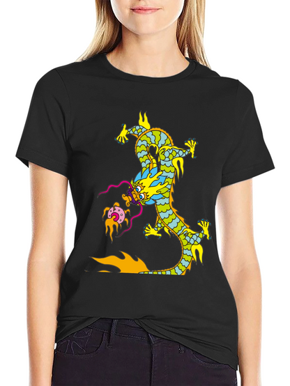 Dragon Graphic Print Black T-Shirt