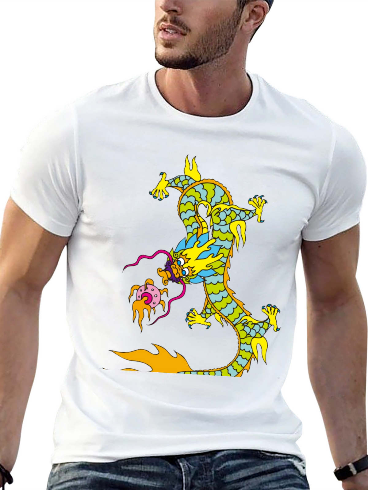 Dragon Graphic Print Black T-Shirt