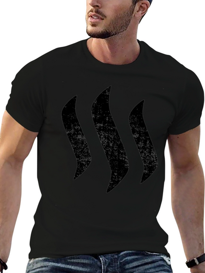 Mens Black Graphic Tee - Modern Stripe Design