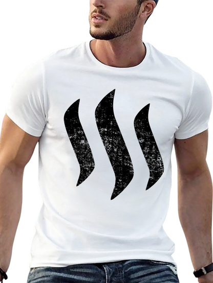 Mens Black Graphic Tee - Modern Stripe Design