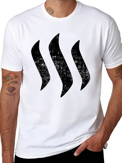 Mens Black Graphic Tee - Modern Stripe Design
