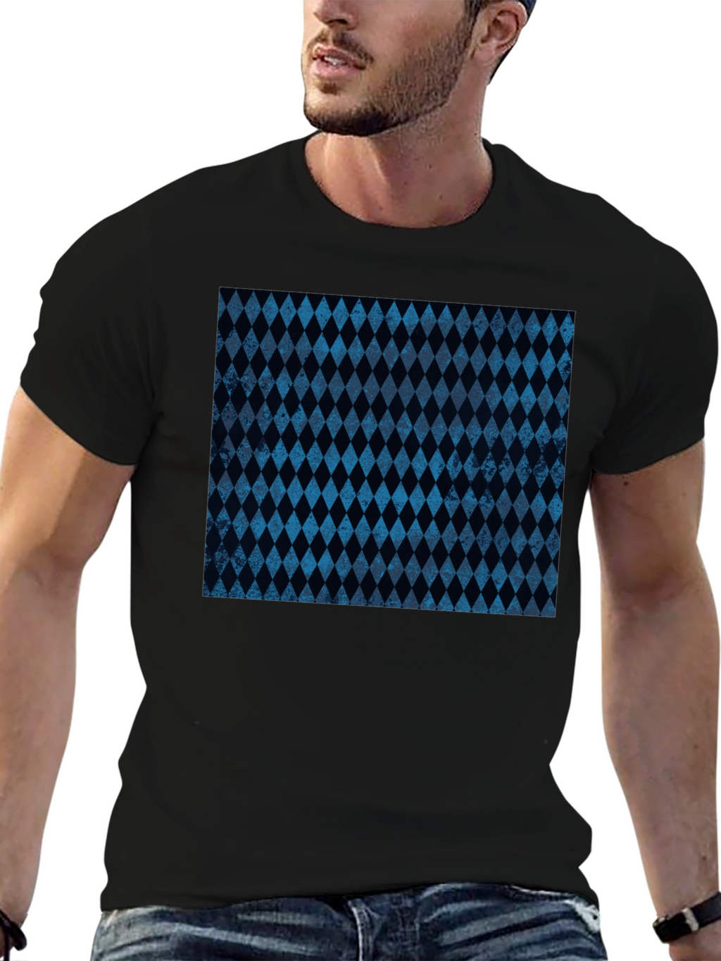 Diamond Pattern Black T-Shirt