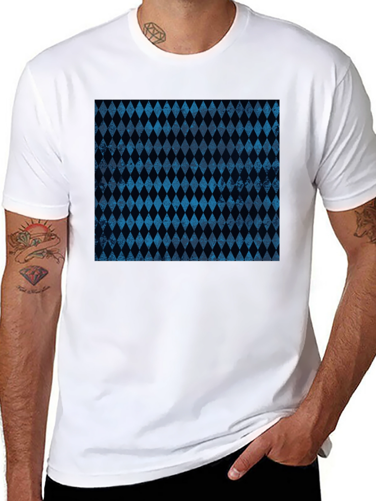 Diamond Pattern Black T-Shirt