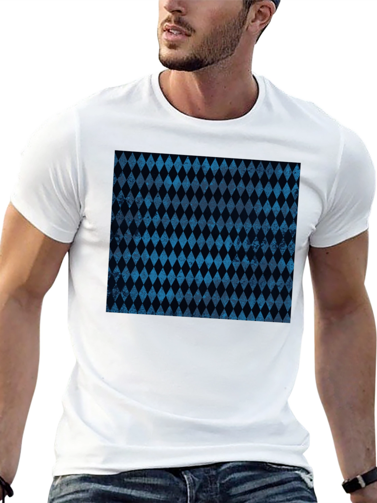 Diamond Pattern Black T-Shirt