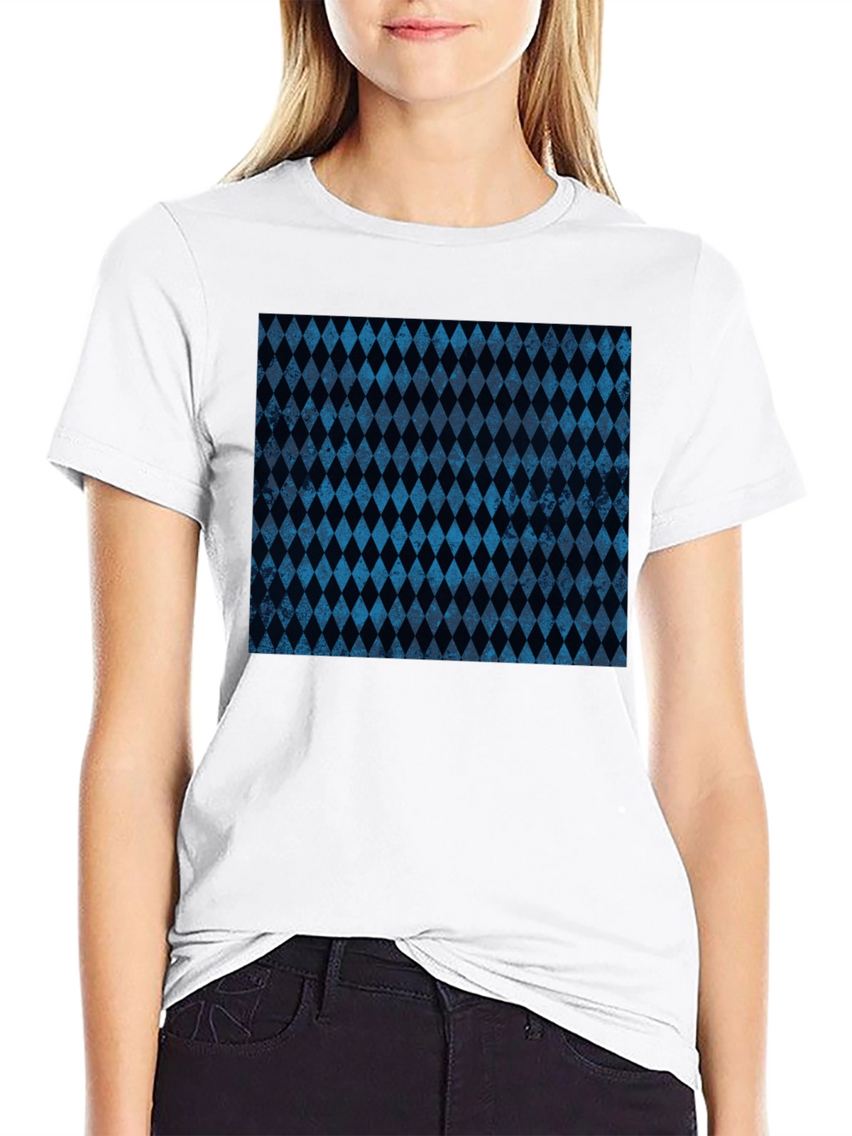 Diamond Pattern Black T-Shirt