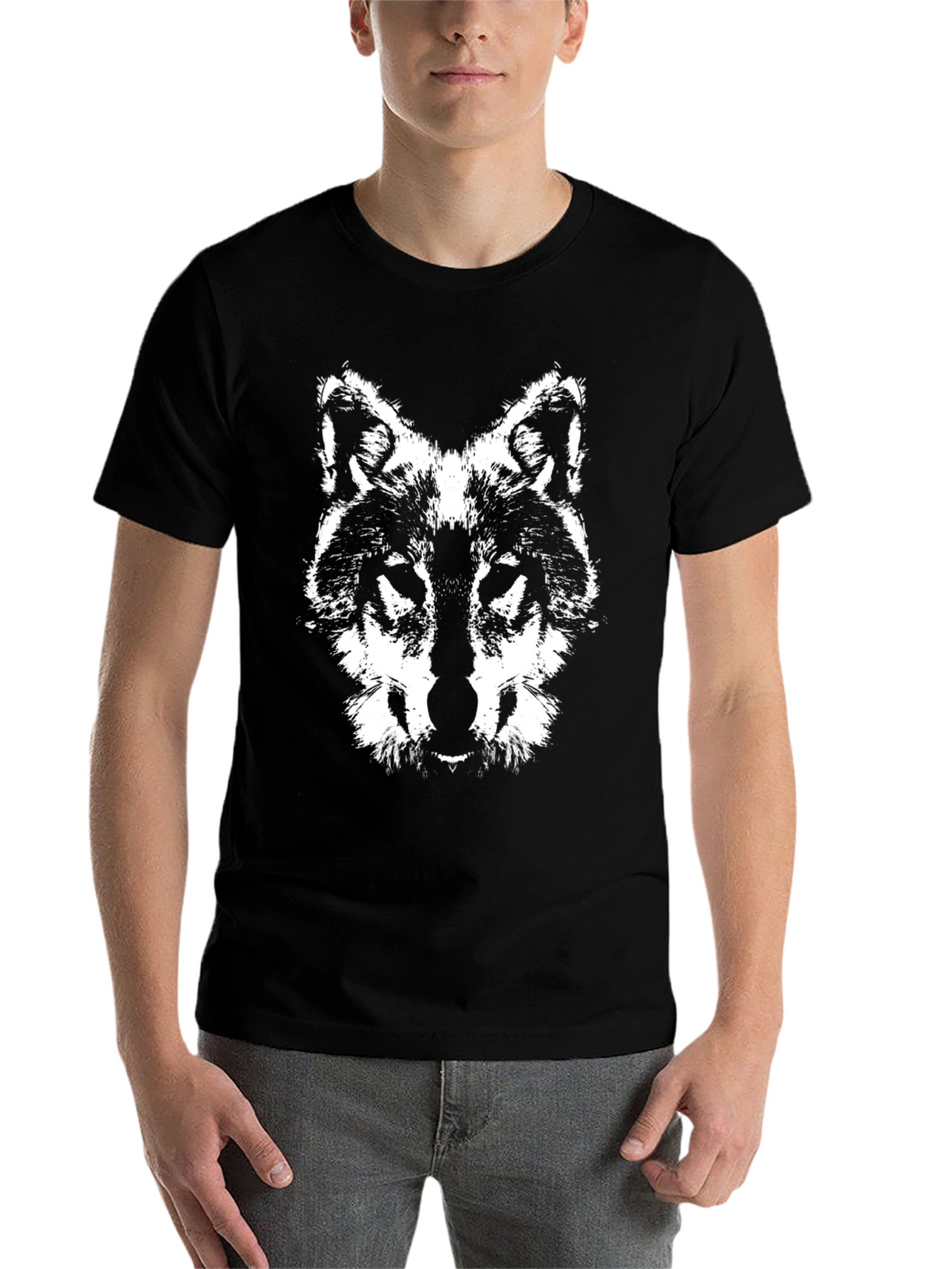 Wolf Graphic Tee - Black Cotton T-Shirt