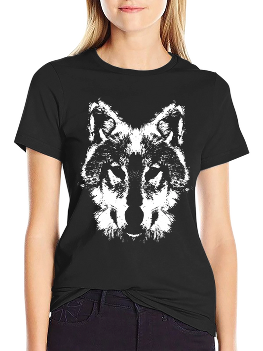 Wolf Graphic Tee - Black Cotton T-Shirt