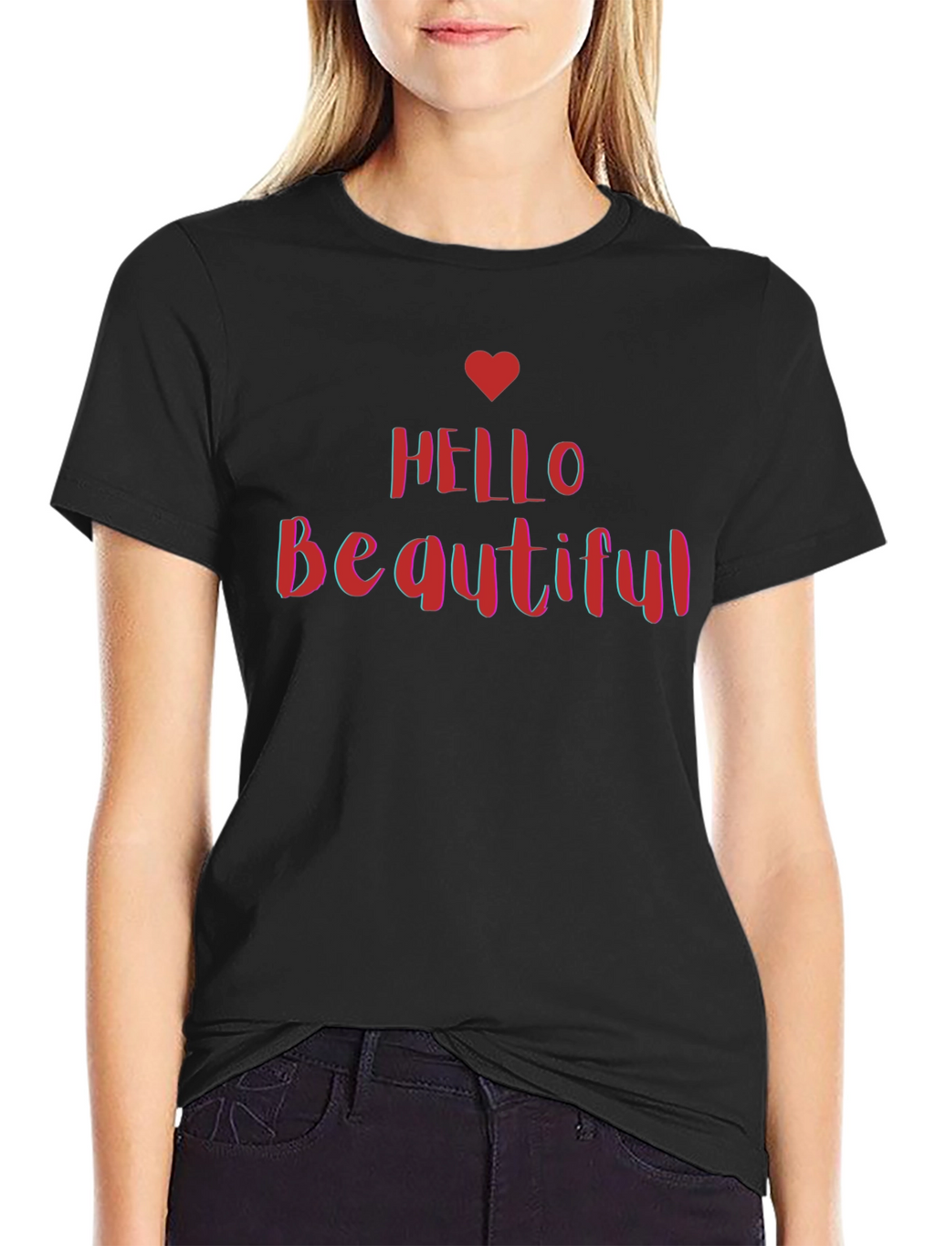 Hello Beautiful Graphic Tee - Stylish Black T-Shirt