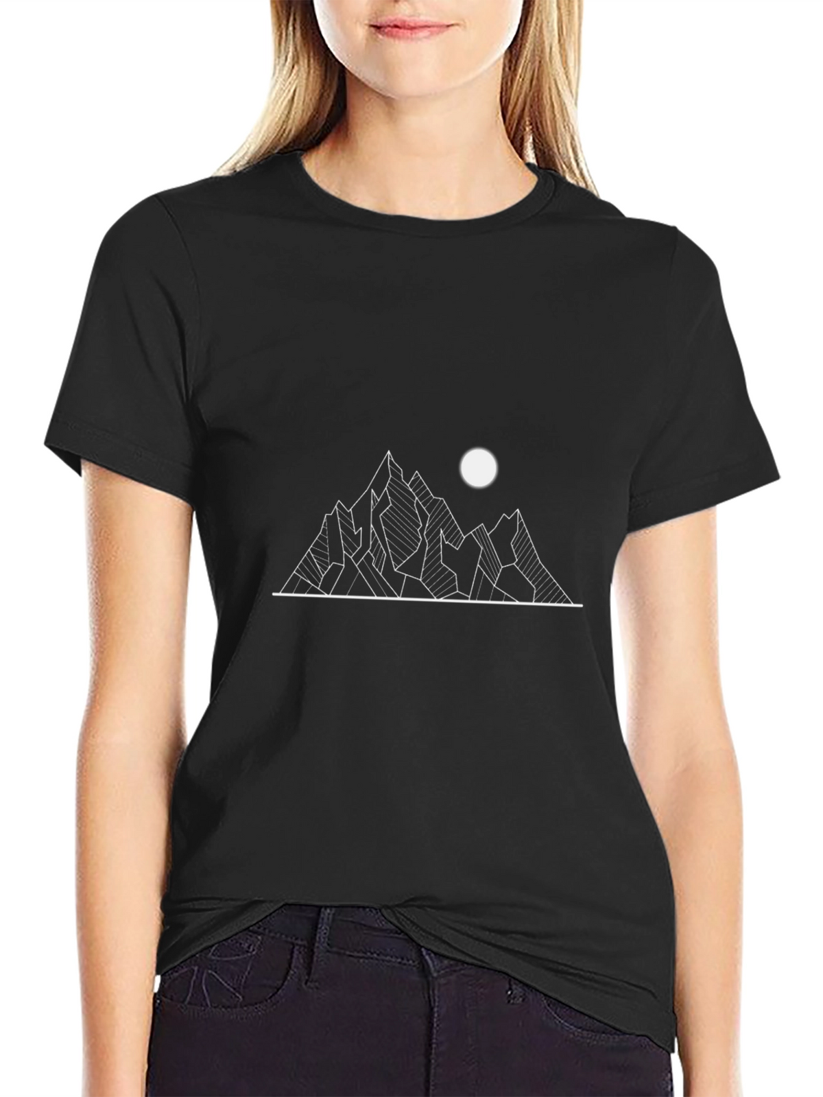Geometric Mountain Graphic Tee - Black