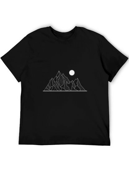 Geometric Mountain Graphic Tee - Black