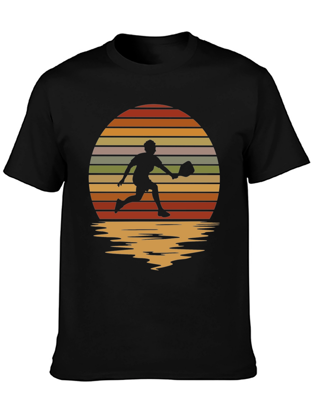 Retro Sunset Pickleball Player Graphic T-Shirt