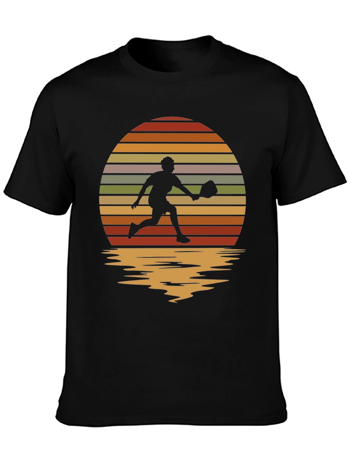 Retro Sunset Pickleball Player Graphic T-Shirt