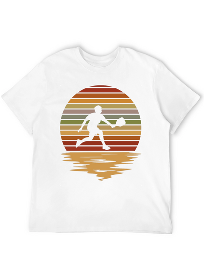 Retro Sunset Pickleball Player Graphic T-Shirt