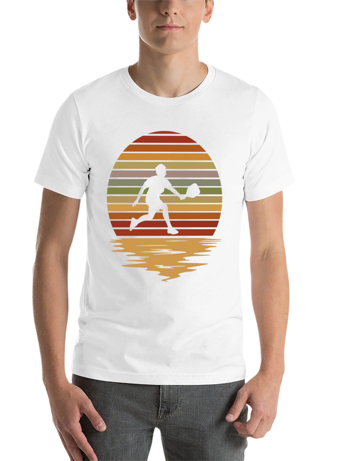 Retro Sunset Pickleball Player Graphic T-Shirt