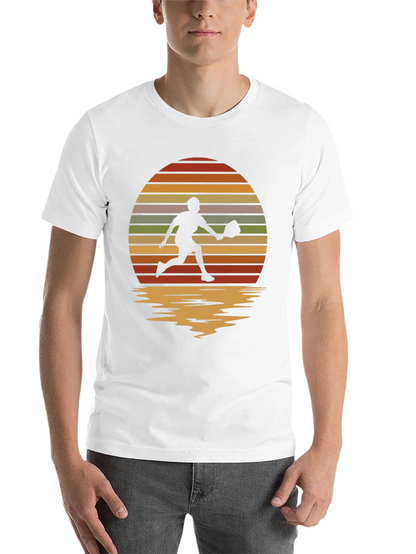 Retro Sunset Pickleball Player Graphic T-Shirt