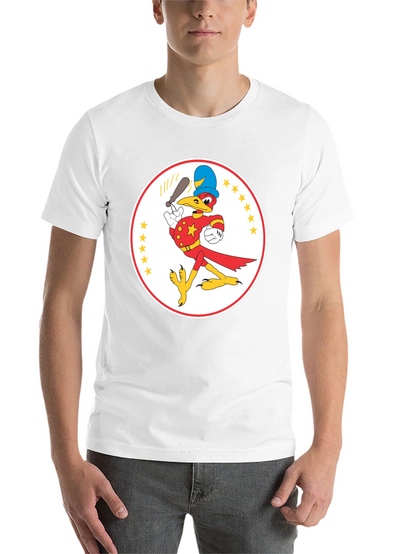 Cartoon Bird Baseball Player Black T-Shirt