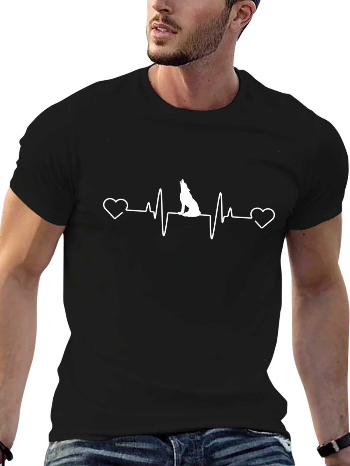 Wolf Heartbeat T-Shirt - Black