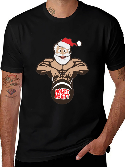 No Lift No Gift Santa Black T-Shirt