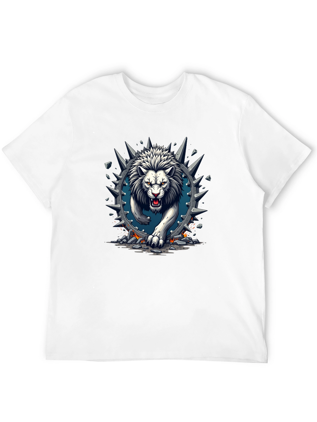 Lion Graphic Print Crew Neck Tee