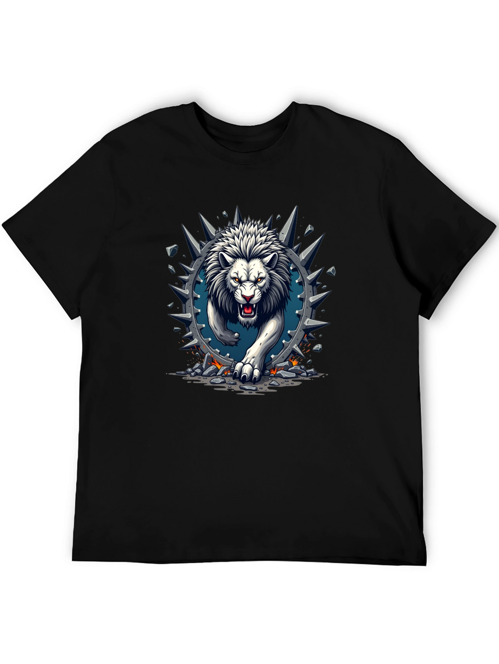 Lion Graphic Print Crew Neck Tee