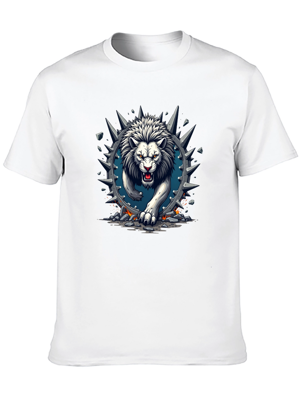 Lion Graphic Print Crew Neck Tee