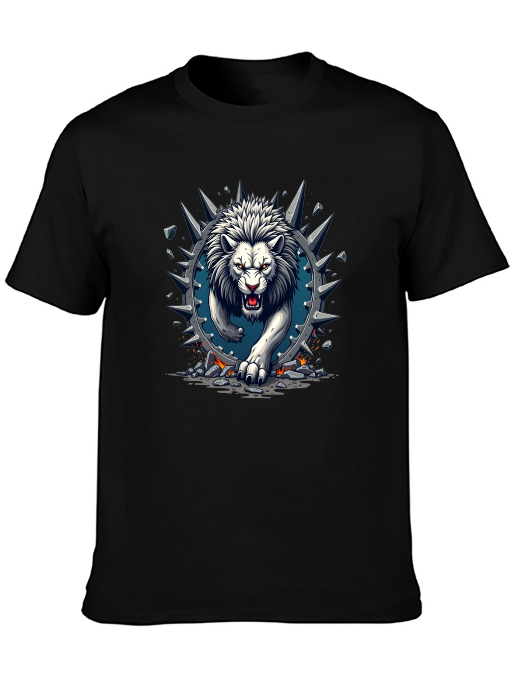 Lion Graphic Print Crew Neck Tee
