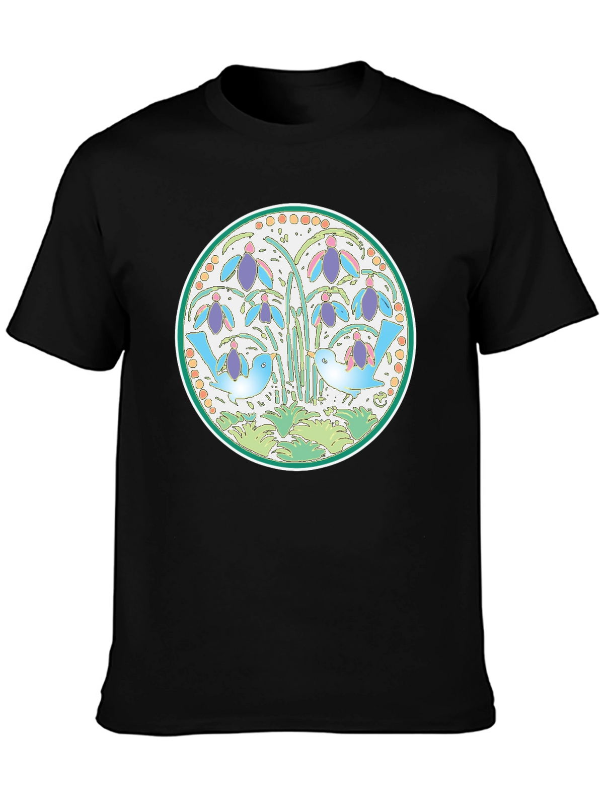 Nature Birds Graphic Tee - Black