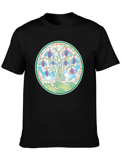 Nature Birds Graphic Tee - Black