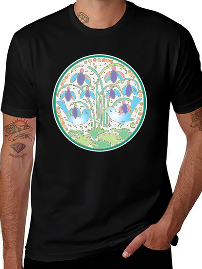 Nature Birds Graphic Tee - Black